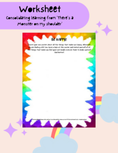 Children can use this worksheet to create their own poster about all the things that make them happy. Whenever they are feeling a bit low, they can have a look at the poster and remind themselves of all the things that make them feel good, and maybe even do them to help them feel better!